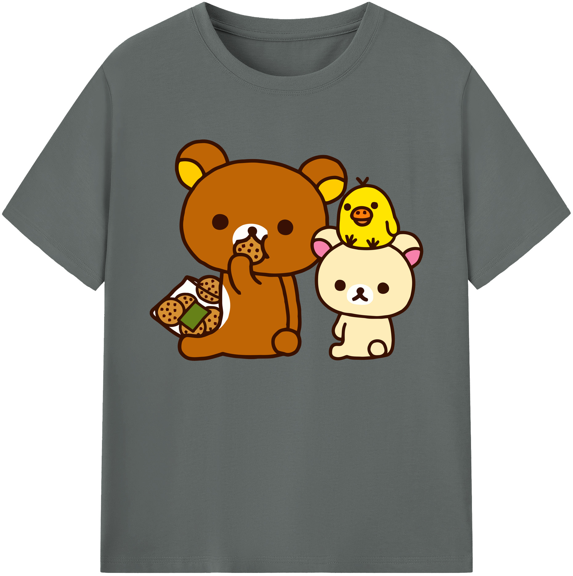 （画像用） リラックマ リラックマ キイロイトリ Rilakkuma Korilakkuma Kiiroitori 綿100％ メンズ半袖Tシャツ｜肌触りやわらか＆通気性